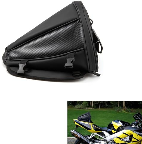 Motorrad Hecktasche Multifunktionale wasserdichte Polyester Aufbewahrung Satteltasche, Outdoor Sport Motorrad Rücksitz Leichter Tankrucksack Werkzeug Tragetasche mit Schultergurt (Kohlefaser Schwarz)