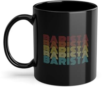 Barista Retro Testo Caffè Amanti del Caffè Tazza | Latte Art Barista Caffè Tazza Nero (02456C)