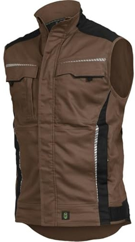 Leibwächter Arbeitsweste – Robuste & atmungsaktive Handwerker Weste für Arbeit & Handwerk – Stretchstoff – reflektierende Details – haselnuss – Gr. XL