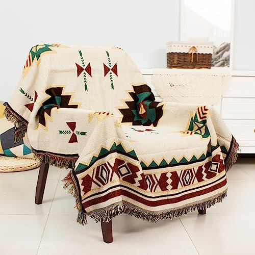 Schicke Navajo-Decke, Aztekenmuster, Ethno-Stil, Strickdecke, Fransen, Patchwork, doppelseitig, für Innen- und Außenbereich, Camping (mehrere Größen)