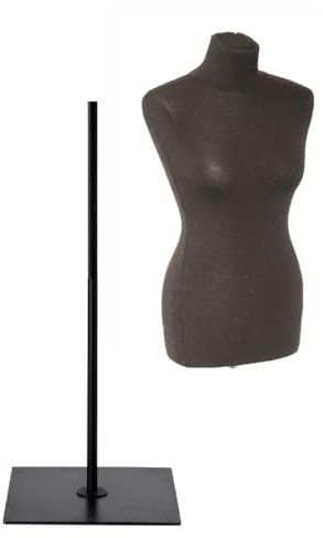 fella4stores Basic Schneiderpuppe Dame aus PU Schaum, EU 36/38 (S) mit Überzug schwarz und Metall-Standfuß B3