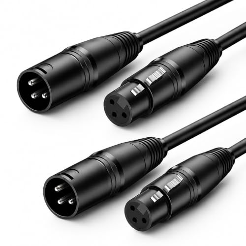 Hawpasy 2 PCS XLR Kabel 1,5m, XLR-Lautsprecherkabel 3-Polig Stecker Auf Buchse, Symmetrisches DMX Audiokabel Für Mikrofon, Lautsprecher, Verstärker, Mischpult, Studio, Bühne Und Live