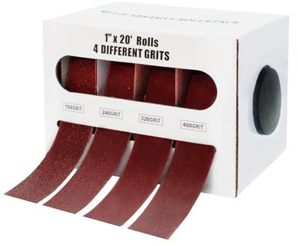 4 Rollen Schleifpapier Rolle, Schmirgeltuchrolle 6m x 25mm, Schleifpapier 150/240/320/400 körnung Schmirgelleinen,Schleifpapierrollen für Holz, Metall, Möbel, Farbe, Schmirgelpapier, Schleifleinen