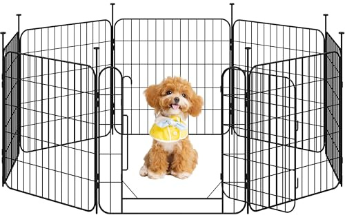 Yaheetech Welpenlaufstall 8-teilig 60 cm hoch | Laufstall mit Tür für Hunde Wohnung und Garten, DIY Hundepark für drinnen und draußen, Faltbares Welpenfreigehege Zaun Gitter