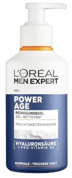 L'Oréal Men Expert feuchtigkeitsspendende Gesichtsreinigung für Männer, Waschgel für trockene Männerhaut, Herren Cleanser für das Gesicht mit Hyaluronsäure und Vitamin B5 Power Age, 260 ml