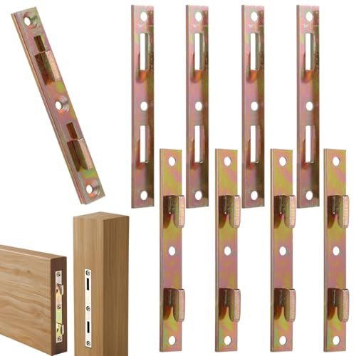 Heavy Duty Rustproof Galvanized Metal Bed Rail Fasteners, 4 Pairs Bed Rail Brackets, Secure Snap-in Design, 5 in Wooden Frame Connectors for Beds, Sofas, Planter Boxes