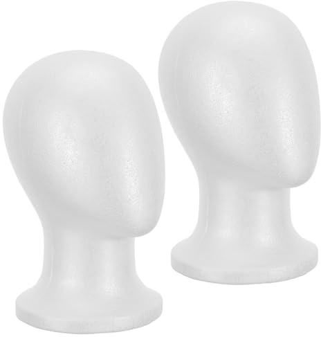 EPIGEIST Testa Manichino in Schiuma Bianca 2 Pezzi per Esposizione | Adatta a Beanie e Hairpiece, per Model Showcase e Salone, Soluzione Pratica e Versatile