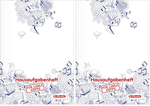 Herlitz Aufgabenheft für coole Köpfe, A5, holzfreies Papier, 80 g/m², 48 Blatt (Packung mit 2)