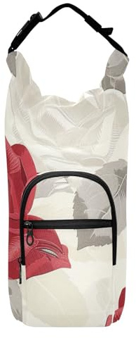 SyXIOP Elegante Rosen, weiße und rote Wasserflasche mit Tragetasche, verstellbarer Wasserflaschenhalter mit Gurt, 50,8 cm, 81,3 cm, 1,2 l, 1,2 l, für Erwachsene, Kinder, Wandern, Camping, Reisen