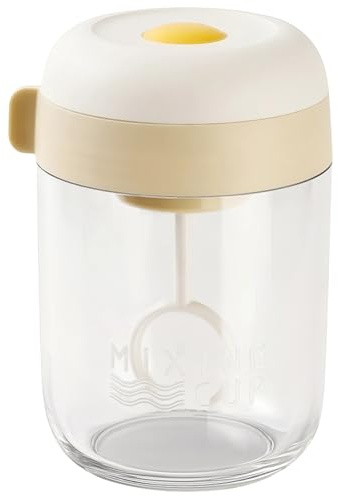 Electric Egg Beater And Cream Mixer Mug, With Filter, For Egg Butter Cream, 11.5 X 10 Cm, Automatic Stirring, Leak-Proof, Beige Kitchen Gadget