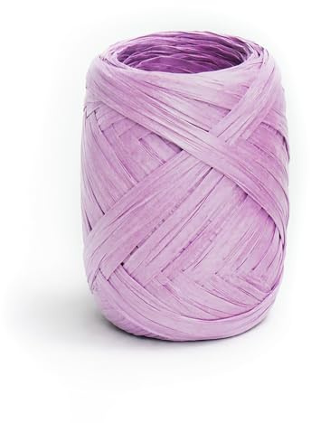 Papierband Raffiabast 20m Geschenkband Raffia Papier Schnur für Craft Verpackung - Bastband Papiergarn zum Binden Verzieren - Bänder für Bastelarbeiten Geschenke Dekorationen - Flieder