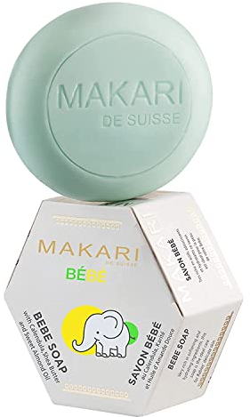 Makari Baby Seife 5.4oz - Beruhigende, reinigende Kinder-Bad-Bar mit feuchtigkeitsspendenden Shea Butter & sanfte, nicht-irritierende botanische Zutaten - Hydrates, weicht, heilt und schützt