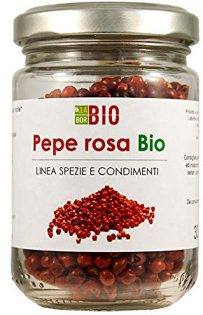 Pepe rosa intero Bio 30 g vasetto in vetro - 100% Naturale Spezia condimento Cucina Vegan - LaborBio