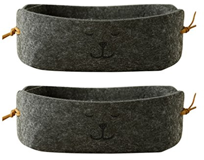 Inwagui Baby Aufbewahrungsbox aus Filz Korb Faltbare Aufbewahrungskorb Kleine Organizer für Regal, Schrank, Tisch, Accessoires - Dunkelgrau, 2er-Set