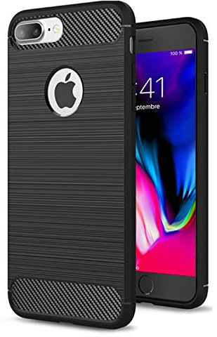 NEW'C Coque pour iPhone 7 Plus et iPhone 8 Plus, Coque de Protection avec Absorption de Choc et Fibre de Carbone Silicone en Gel Flex
