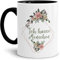 Blumen-Tasse mit Spruch Ich hasse Menschen - Beleidigung/Schimpfwort/Geschenkidee für das Büro/Innen & Henkel Schwarz