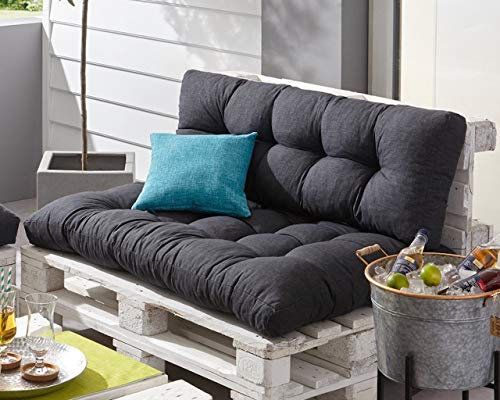Dekoleidenschaft Paletten Sitzkissen “Chillout” antrazit Stuhl Sitz Kissen Polster Auflage Sofa