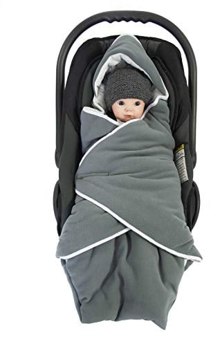 HOBEA-Germany Fußsack Einschlagdecke für die Babyschale Babyschalenfußsack Kinderwagenfußsack Winter XL (Winter XL, grau mit Sternen auf Weiß)