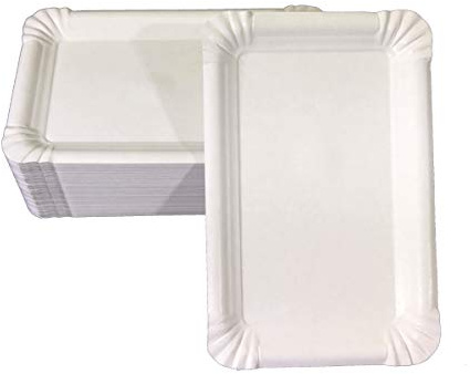 Wimex 100 Flache Pappteller weiß eckig 13 x 20 cm