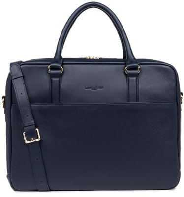 LANCASTER | Mademoiselle Business - Porte documents Cuir de Vachette Grainé Bleu foncé