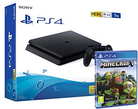 PS4 Slim 1TB schwarz Playstation 4 Konsole + Minecraft Bedrock