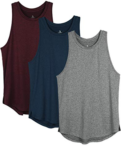 icyzone Damen Sport Fitness Tank Top Racerback 3er Pack, Yoga Running Shirt Gym Oberteile (S, Weinrot/Marineblau/Dunkelgrau)