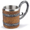 BAYINBROOK Tonneau en Bois Chope à Bière Fait à La Main,Chope à Bière en Acier Inoxydable avec Poignée,Résine Grande Chope à Bière en Bois,pour Café/Boisson/Party/Home/Bar