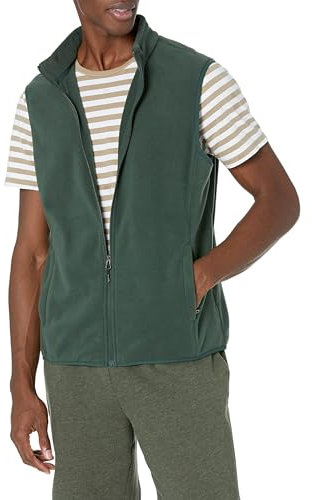 Amazon Essentials Men's Full-Zip Polar Fleece Vest (Available in Big & Tall), Forest Green, L