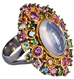 Bague en argent sterling 925 avec pierre précieuse de tourmaline rose et bijoux faits à la main, cadeau pour elle FSJ-5937, Pierre, Quartz rose et tourmaline