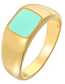 Elli Ring Damen Siegelring Emaille Rechteck Klassik aus 925 Sterling Silber