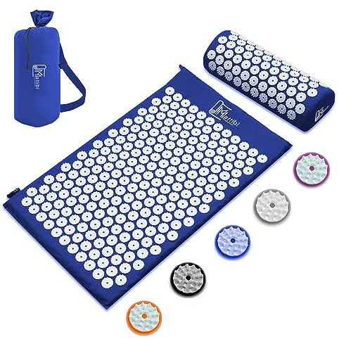 Akupressurmatte mit kissen für Massage & Schmerzlinderung [Das Original], Blau Nadelmatte Set zur Entspannung für Nacken, Rücken, Füße | Yantramatte, Stachelmatte für Meditation