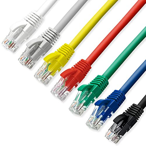Digital Square 7 Cables Ethernet Internet LAN 1m, Cat.6 U/UTP Multicolores, Cable de Red LSOH, Parche Patch Cord, Conector Rj45, 1 Gigabits por Segundo, Ideal para Router, Switch, Red Locales.