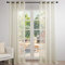 Topfinel Gardinen Stores Gardine mit ösen Voile Vorhang Halbtransparent Moderne Leinenoptik vorhänge kinderzimmer Gardinen Fenster 2er Set 240x140 cm (HxB) Beige