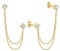ORAZIO Kette Ohrstecker Double Piercing für Frauen Mädchen, 925 Sterling Silber Quaste Kette Baumeln Tropfen Ohrstecker mit Funkelnden CZ, 18 Karat Vergoldet Minimalist Ohrring für Empfindliche Ohren