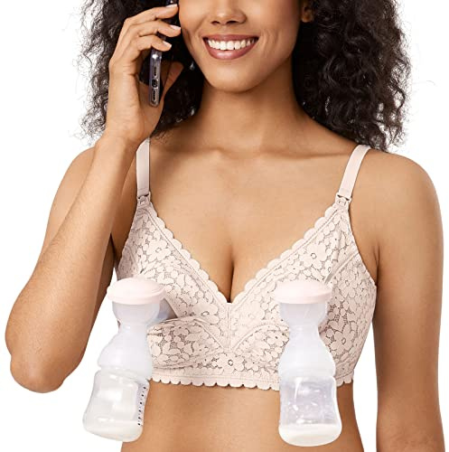 MOMANDA Damen Hände Freie Pump BH ohne bügel All in One Still BH Brustpumpen Rose White 75E