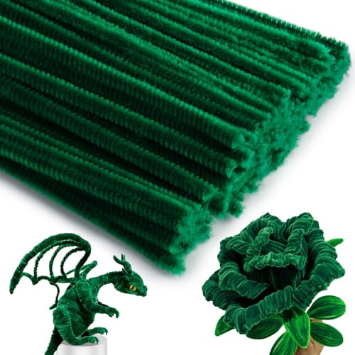 Iuuidu Pfeifenreiniger, Chenille-Stiel, dunkelgrün, 150 Stück