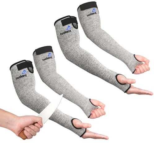 OriStout Cut Resistant Gardening Sleeves with Tumb Hole, Protective Arm Sleeves, Farmers Sleeves, Arm Guards for Biting