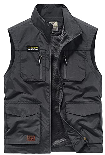 MeiLayM Herren Outdoor Weste mit Vielen Taschen Ärmellose Anglerweste Leicht Atmungsaktiv Ärmellose Jacke Jagd Fotografie Camping Sommer Multifunktionsweste Nylon Angeln Weste
