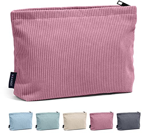 Make up Tasche MAANGE Kleine Schminktasche Cord Kleine Reise Kosmetiktasche mit Metall-Reißverschluss Kosmetiktasche für Frauen (rot)