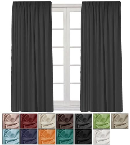 Cleanlevel Verdunkelungsvorhang (2er Set) 140x245 cm – Vorhang Blickdicht mit Kräuselband – Vorhang Verdunkelung mit Hitzeschutz & Kälteschutz