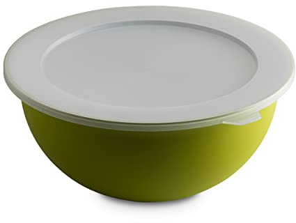 OMADA Große Küchenschüssel mit Deckel von 6,5 l, antibakteriell, leicht, bruchsicher, spülmaschinenfest, Linie Sanaliving, Apfelgrün