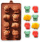 WishesMar Moldes de Chocolates de Silicona Forma de Varios Animales León Hipopótamo Oso - 8 Cavidades Antiadherente Reutilizable Molde de Silicone para Caramelo, Dulces, Decoración de Pasteles