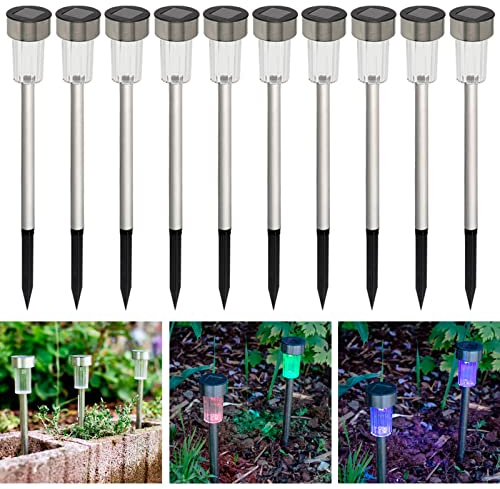 Eaxus® 10er Set LED Solarleuchten für den Garten - RGB Farbwechsel, IP44
