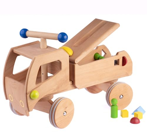 DYNAMIKO Rutschauto Frederik aus Holz, nachhaltiges Kinderspielzeug, Aufsitzer, leise Gummireifen