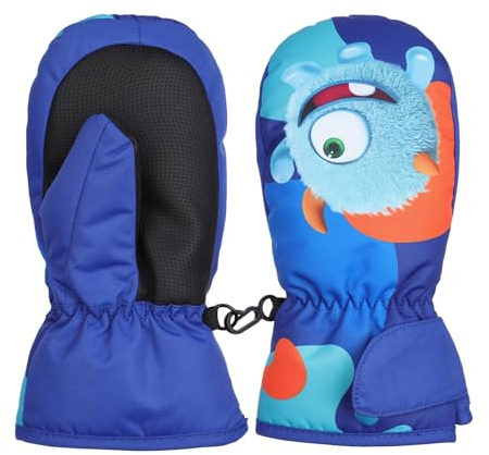 FAYHIJUN Fäustlinge Kinder Winter Handschuhe Skihandschuhe für 2-9 Jahre Mädchen Jungen Winterhandschuhe Wasserdicht Winddichte Skifahren Snowboard Reiten Laufen (Bright Blue, S (1-3 Jahre alt))