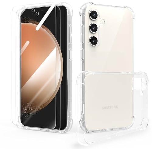 SMYTU Transparent Hülle für Samsung Galaxy S23 FE 5G (6,4 Zoll) mit 2 Stück Hartglas,Handyhülle Dünne Weiche TPU Silikon Schutzhülle - Clear