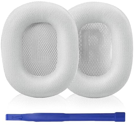 Aiivioll Ohrpolster für AirPods Max Kopfhörer, AirPods Max Ohrpolster, Ohrpolster aus Proteinleder und Memory-Schaum (Silberweiß)