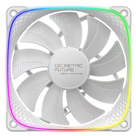 Geometric Future Squama 2503R Ventilador PWM RGB de hoja inversa, 120 mm, 1 paquete, rendimiento y equilibrio silencioso, bucle de iluminación dual, sincronización de placa base con 5 V 3 pines, 4