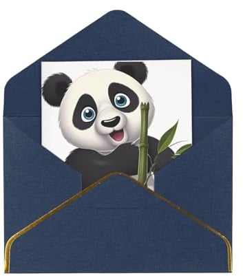 DOFFO Naughty Panda bedruckte Grußkarten Perlglanzpapier Weihnachtskarte Hochzeitskarte Lustige Geburtstagskarte Blanko-Karten und Umschläge Thinking Of You Karten Geburtstagseinladungen