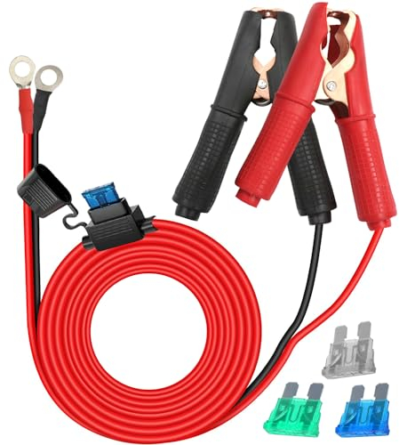 HuaLiSiJi Pinze Cavi Batteria 12V 24V Con Fusibile Pinze Coccodrillo per Cavi 14AWG 30A, Pinze Coccodrillo Batteria Auto, Per La Ricarica Della Batteria O Altri Dispositivi (2m)